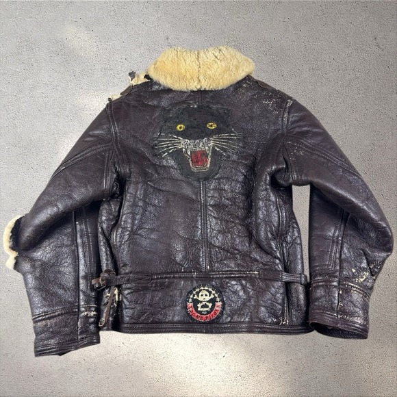 Other - VINTAGE US Navy M445-A Leather Jacket 36 London Biker Patches Ton Up Pirates